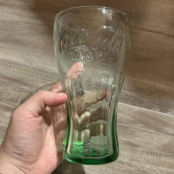 Coke Glass Genuine Coca-Cola Green Large 6" Tall Glass Cup Vintage Style 17 Oz - Picture 3 of 5